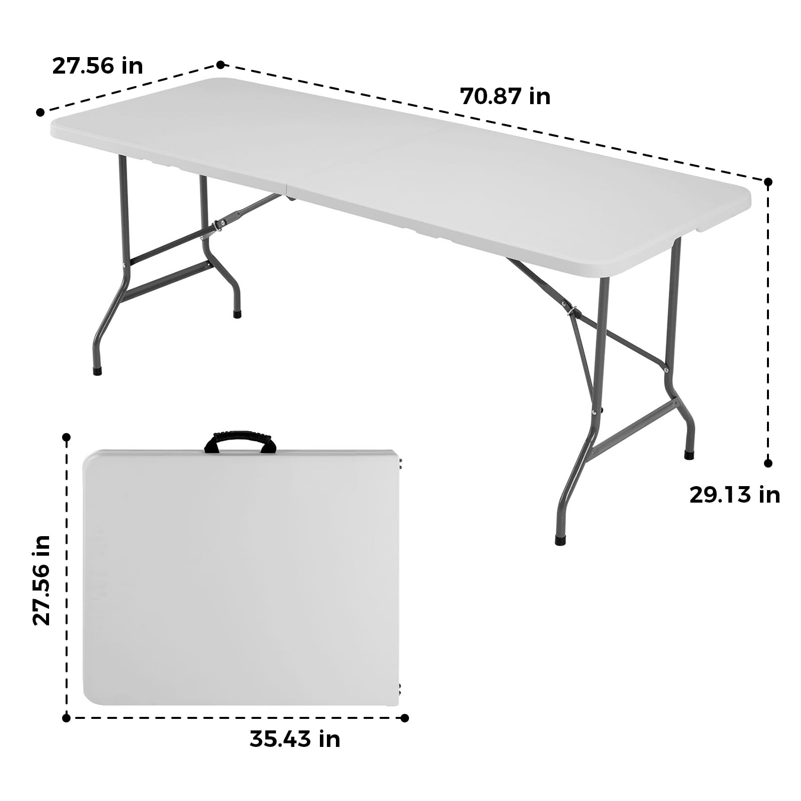 Alvantor Heavy Duty Folding Table Indoor Outdoor, Portable Camping Table, White