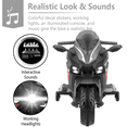 thumbnail image 6 of TaTee 12V Kids Electric Motorcycle, Battery Powered Ride-On Toy with Training Wheels for Boys & Girls Ages 3-6, Bluetooth Music & LED Lights, Gray, 6 of 11