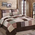 thumbnail image 2 of Cozy Line Home Fashions Brody Farmhouse Ensemble de Literie Courtepointe Réversible à Carreaux Chocolatés Rayés Véritable Patchwork, Couvre-Lit Couvre-Lit (Grille Brune, Lit Simple - 2 Pcs), 2 of 4