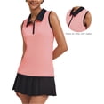 thumbnail image 5 of BODOAO Women's Golf Polo T Shirts Lightweight Moisture Wicking Sleeveless Shirt Quick Dry Zip Tank Top Collared Athletic Tennis Workout Top for Summer Sports and Training Pink XL, 5 of 9