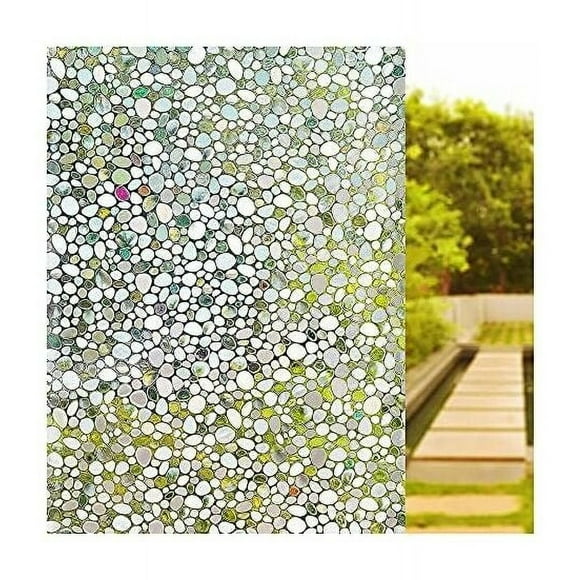 Película autoadhesiva para ventanas semiprivadas - Películas estáticas para ventanas, película de privacidad para la cocina del hogar - Guijarro 3D - 44,5 x 200 cm