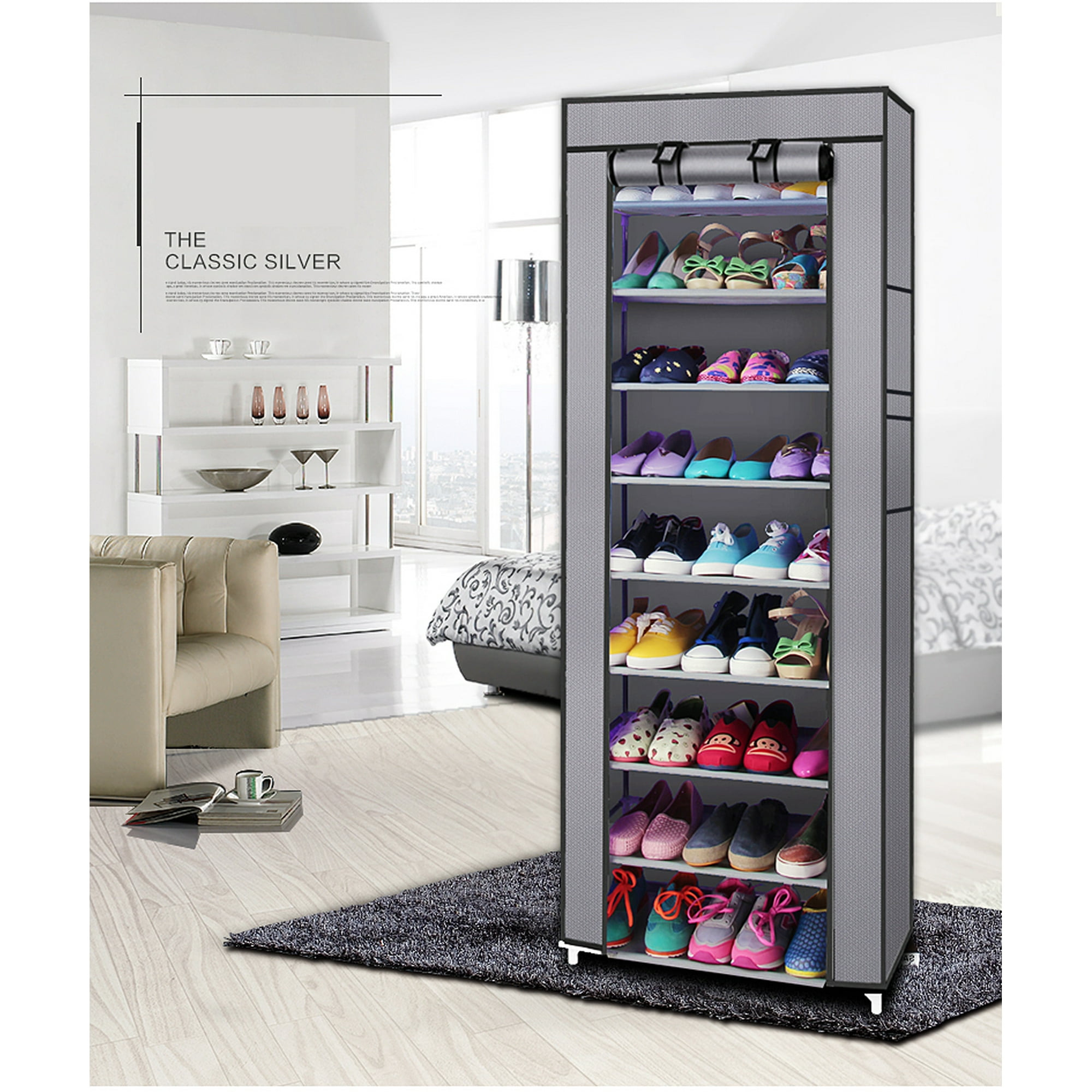Ktaxon 10 Layer 9 Grid Shoe Rack Shelf Storage Closet Boot Organizer Cabinet Portable Multi color Walmart