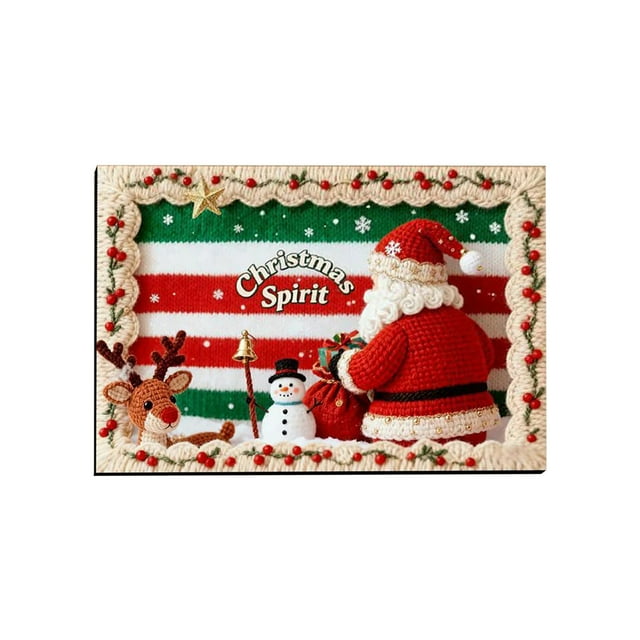 A Woven Christmas Mat With Diatom Mud Base, Non-Slip Backing And Festive Design For Bathroom And Entrance Door Decor, 40X60Cm 2.2Lb