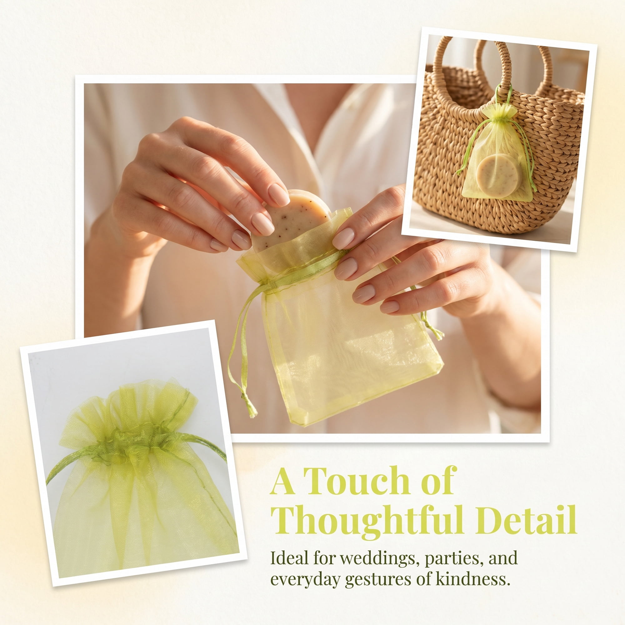 Unique Bargains Multi-Purpose Gift Bags with Handles for Events Olive Green 3.5" x 4.7"