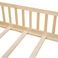 thumbnail image 3 of Full Size Floor Bed for Kids, Wood Full Montessori Bed Frame with Fence Guardrails and & Support Slats, Full Playhouse Bed with Door Design, Kids Fence Bed Playpen Bed for Boys ,Girls, Natural, 3 of 7