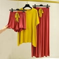 thumbnail image 2 of FAZVAOO Womens Pajamas 3 Piece Cotton Blend Crewneck Short Sleeve Shorts and Pants Soft Loungewear, 2 of 7