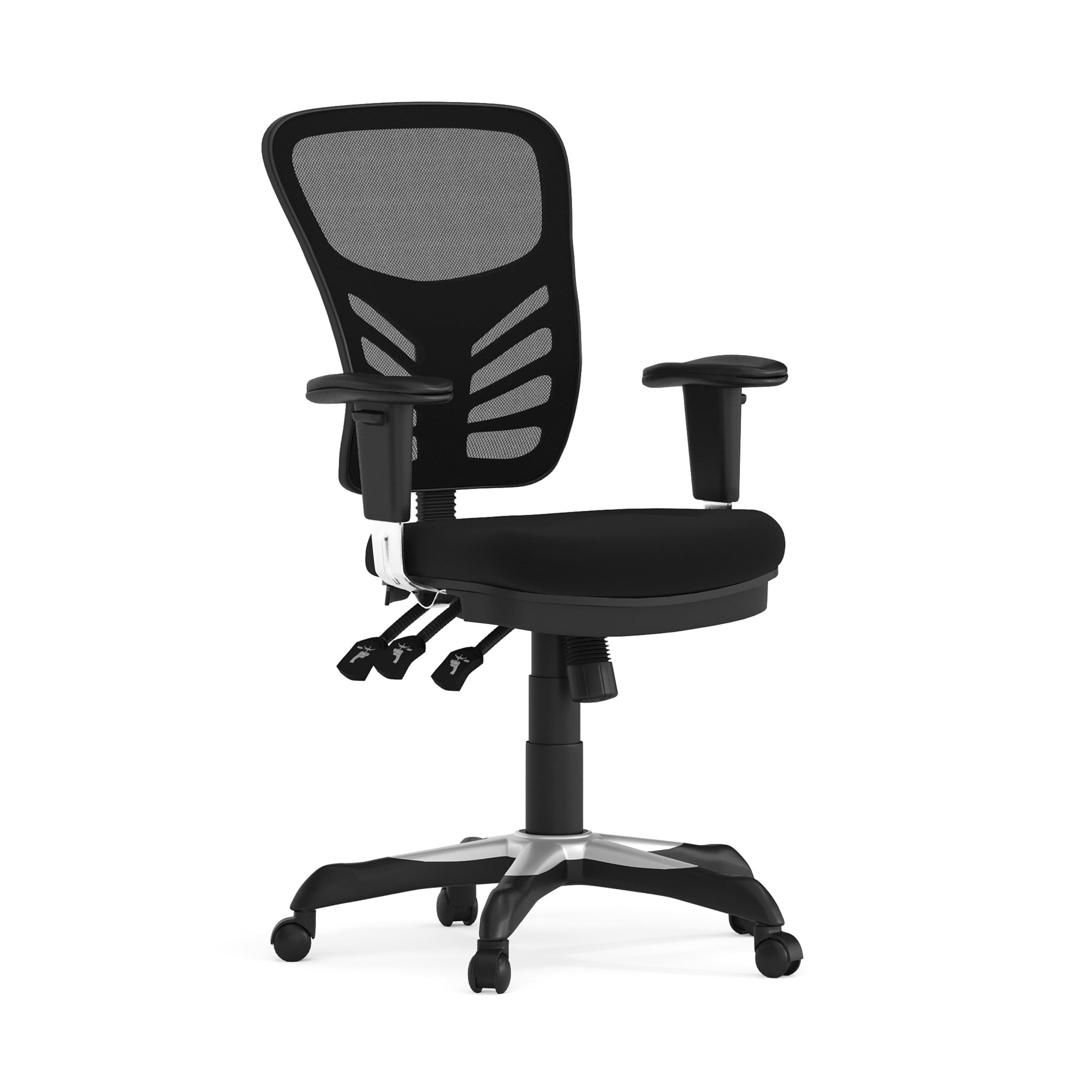 Emma + Oliver Mid-Back Black Mesh Multifunction Ergonomic Office Chair with Adjustable Arms