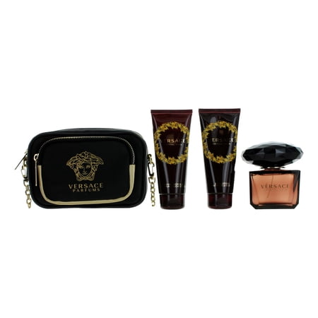 Versace Crystal Noir  4 Piece Gift Set for Women with Purse
