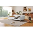 thumbnail image 6 of Twin Size Beige Linen Upholstered Daybed with 4 Legs - Modern Design for Living Room or Bedroom - Solid Wood Frame, No Box Spring Needed, 6 of 16