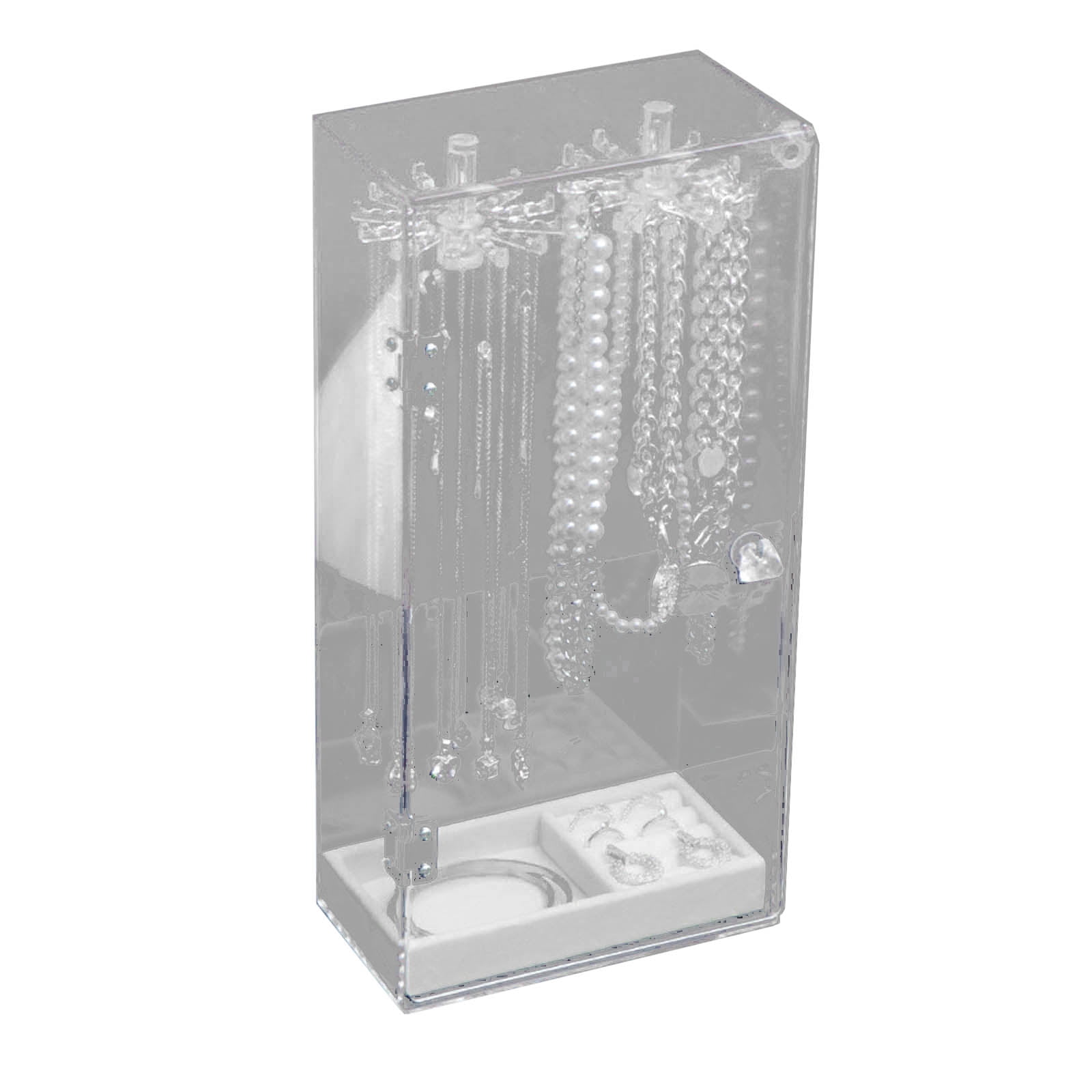 Bracelet Necklace Display Stand Clear Acrylic Hanging Jewelry Holder Dustproof Jewelry Organizer Desktop Storage Box