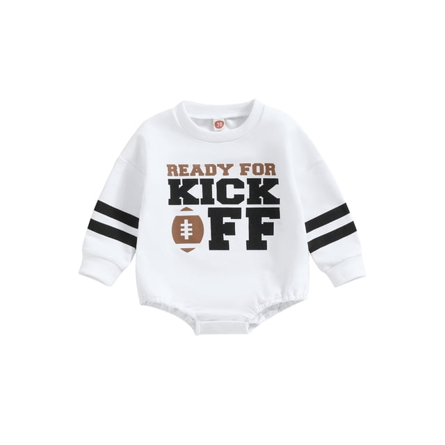 ZAXARRA Infant Baby Sweatshirt Rompers Cute Rugby Letter Print Long Sleeve Pullovert Jumpsuit for Newborn Fall Clothes