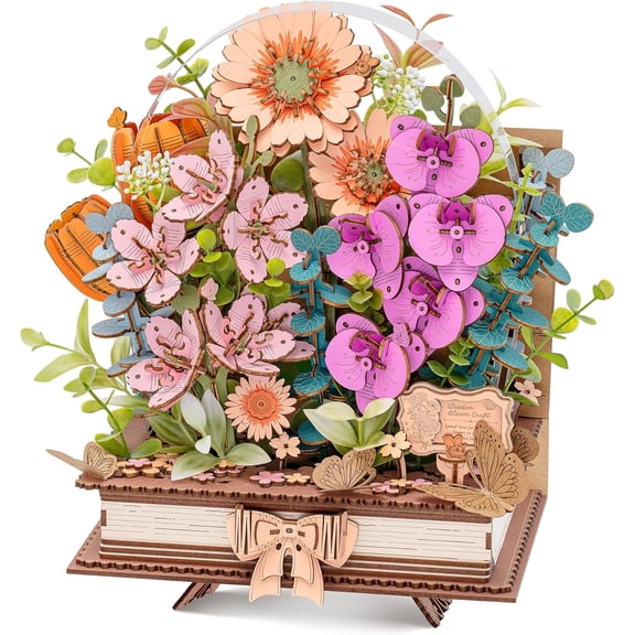ROKR 3D Wooden Flower Puzzles for Adults, 552PCS DIY Botanical Building Set, Wood Craft Model Kits for Home Office Decor, Creative Gift for Women and Plant Lovers
