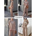 thumbnail image 4 of DAKIMOE Womens Pajamas Sets Short Sleeve Knit Pullover Tops with Wide Leg Pants 2 Piece Soft Lounge Sets for Women Sleepwear Loungewear Pjs Travel Comfy Trendy Clothes S to XL, Khaki, XL, 4 of 8