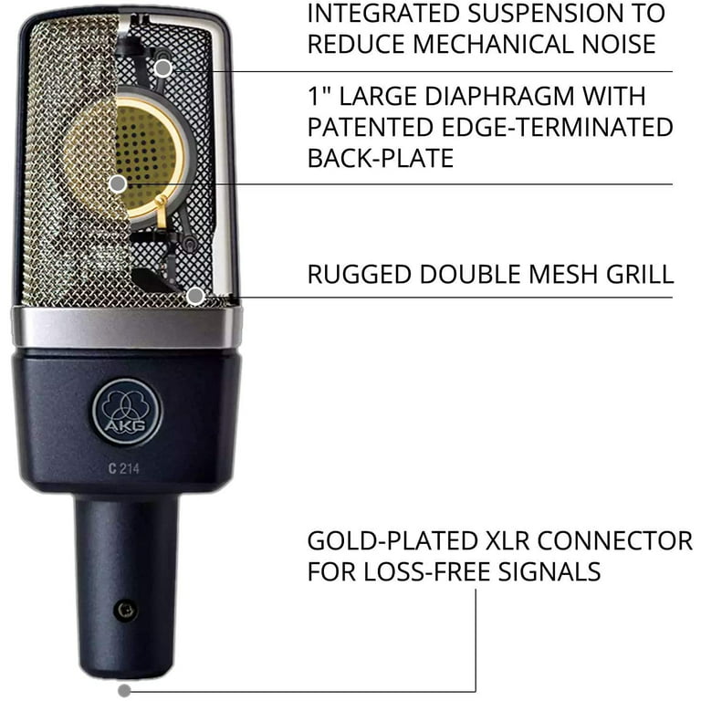 AKG C214 Condenser Microphone for Vocals with USB 96 Audio