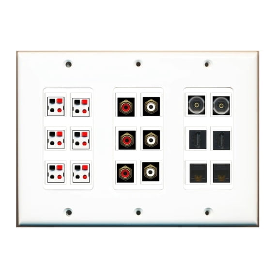 Ultra Spec Cables Custom Wall Plate White with up to 18 Keystone Ports