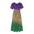 thumbnail image 5 of Summer Fashion Beach Dress for Womenm Plus Size Mardi Gras Printed Carnival Short Sleeve Crewneck Dress Casual Flowy Tiered Maxi Beach Dress With Pockets Present for Women on Sale, 5 of 6