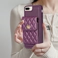 thumbnail image 5 of Dteck Wallet Case for iPhone 8 Plus/iPhone 7 Plus, Cute Luxury Bag Design, Elegant Purse Flip Card Pouch Cover Soft PU Leather Case with Shoulder Strap,Deep Purple, 5 of 6