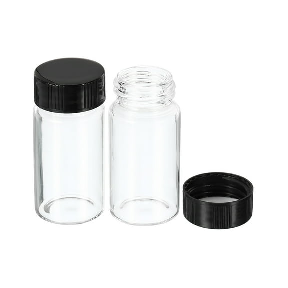 Uxcell 20mL Reagent Glass Storage Bottle Round Plastic Screw Cap Lab Home Clear 20 Pack