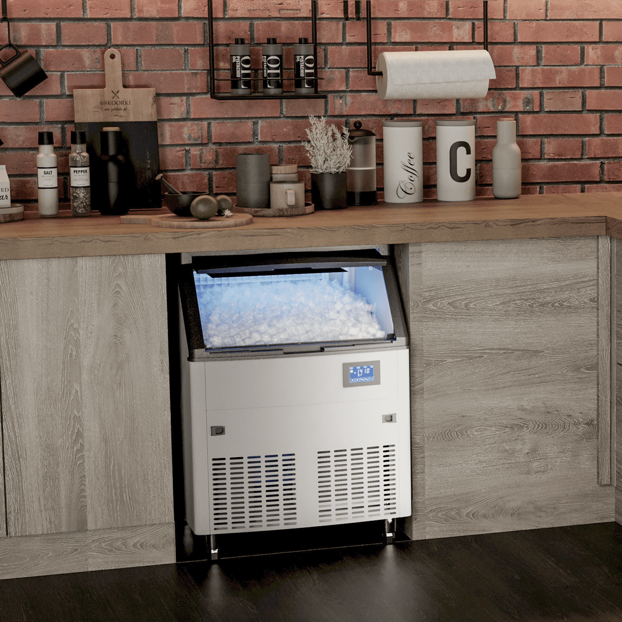 Coolake 360lbs Commercial Ice Machine, Stainless Steel Under Counter Ice Maker with 120lbs Storage, 115V