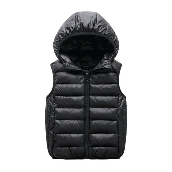 vdgthytj Kids Winter Hooded Puffer Vest Boys Girls Lightweight Sleeveless Zipper Jacket Waistcoat for Fall Winter