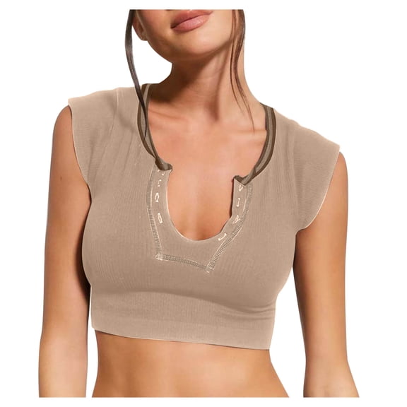 Womens Tank Top, Ladies Vests Summer V Neck Sleeveless Crop Tops Y2K Slim Fit Camisoles Solid Color Cotton Tee Shirts Casual Sexy Cami Ladies Blouses Size S-XL