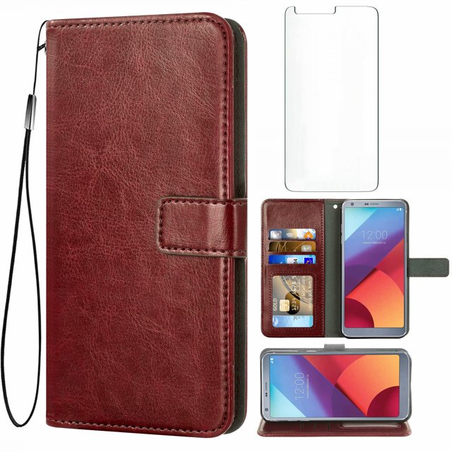 Mobile Phone Cover for Lg G7, Cover Premium Pu Leather Tpu Flip Cover Magnetic Closure Card Compartment Stand Function Wallet with Lanyard Protective Cover