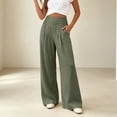 thumbnail image 4 of ClodeEU Women's High Waist Side Button Wide Leg Pants ,Casual Loose Palazzo Trousers with Pockets ,Women's Plus L, 4 of 5
