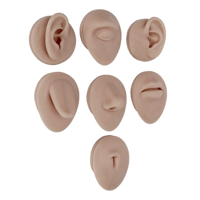 Modèle de Corps, Silicone 3D Simulation Doux Modèle Corporel Réutilisable Compact pour Oreilles Bouche Nez Yeux Langue Nombril pour Magasins de Bijoux pour Exposition Couleur Peau Foncée