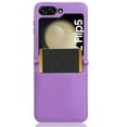 thumbnail image 2 of Allytech Wallet Case for Samsung Galaxy Z Flip 5, Z Flip5 Case, With 1 Cards Slots Premium PU Leather Inner TPU Shockproof Case Cover for Women Men - Purple, 2 of 5