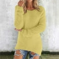 thumbnail image 2 of Godokuleh Fluffy Fuzzy Sweater for Women Loose Long Sleeve Casual Crewneck Pullover Tops Winter Warm Baggy Jumper Sweaters Yellow S, 2 of 7