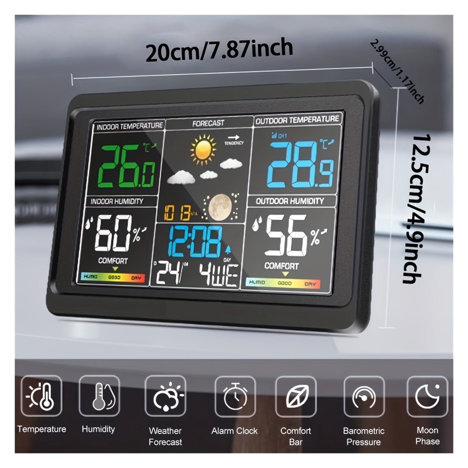 Digital Weather Station, Wireless Indoor Outdoor Thermometer with Backlight
