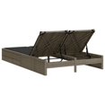 thumbnail image 3 of vidaXL Double Sun Lounger with Cushions Grey Poly Rattan, 3 of 5