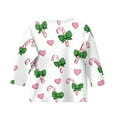 thumbnail image 3 of Girls Long Sleeve Crewneck Shirt with Candy Cane Bow and Heart Print Casual Pullover Top for Children Kids, 3 of 4
