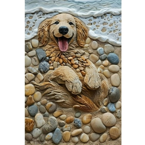 DIY Animal Dog Diamond Painting Kits for Adults Beach Wave Dog 5D Diamond Art Kits, Full Drill Diamond Painting Kits, Gem Arts and Crafts for Beginner Home Wall Decor