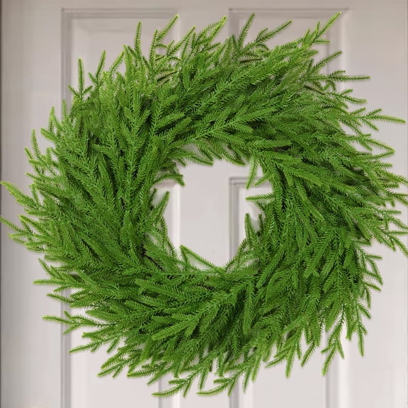 Christmas Decor, 24" Norfolk Pine Christmas Wreath Artificial Norfolk Pine Wreath, Greenery Wreath for Front Door, Porch, Wall, Window, Mantel, Indoor Outdoor Xmas Decor
