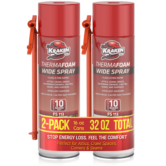 Kraken Bond ThermaFoam Spray Foam Insulation, 16 oz, 2 Pack