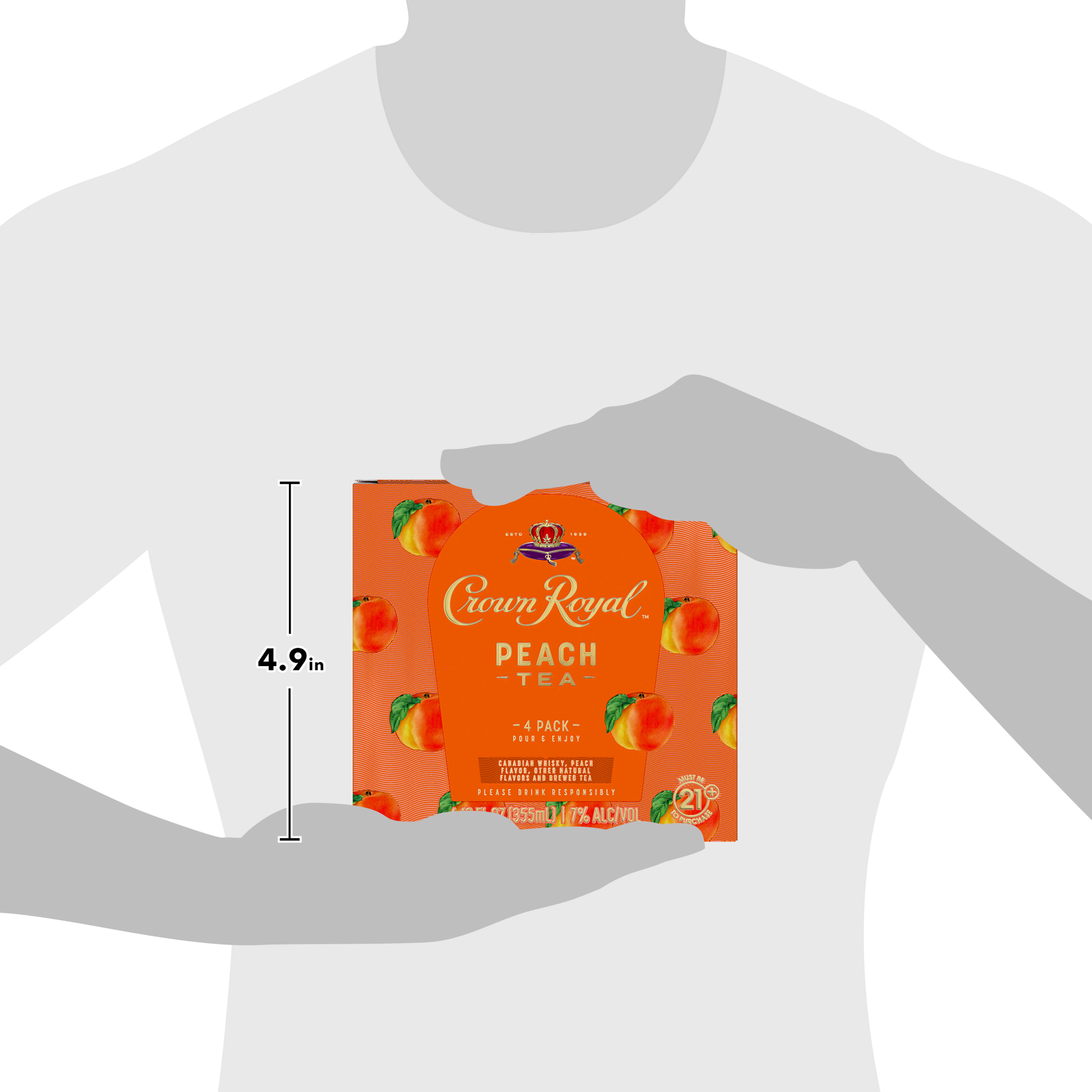 Crown Royal Peach Tea Canadian Whisky Cocktail, 4-PACK (4 x 12 fl oz), 7%  ABV