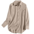 thumbnail image 6 of YANGXINX Womens Dress Shirts Long Sleeve Button Down Elegant Free Collared Work Office Solid Blouses Dressy Casual Relaxed Fit Tops, 6 of 6