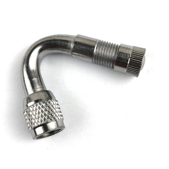 Paquete de 3 extensores de vástago de válvula de metal de 45 grados, 90 grados, 135 grados, extensiones universales de vástago de válvula, plateado