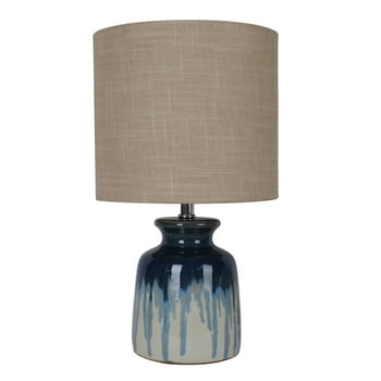 Better Homes & Gardens Ceramic Table Lamp, Ombre Blue Drip Glaze Finish