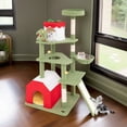 thumbnail image 2 of Pefilos 61" Cute Christmas Cat Tree with Sisal Scratching Posts and Board, Multi-Level Cat Tower with Gift Box Shaped Condo, Kittens Play Activity Center, Green, 2 of 7