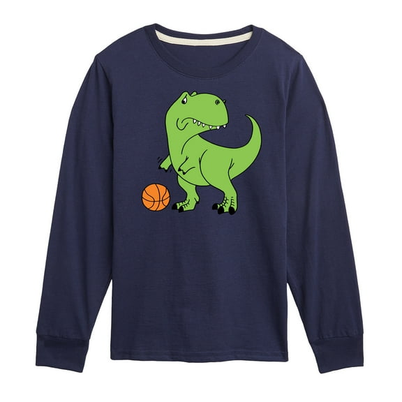 Instant Message - Trex Basketball - Toddler & Youth Long Sleeve Graphic T-Shirt