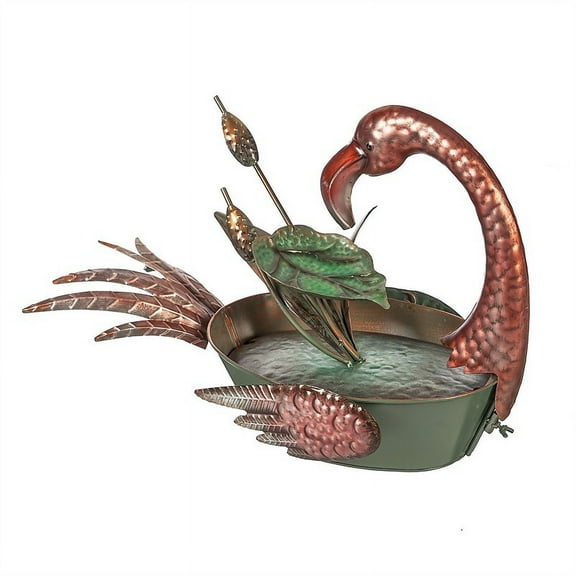 Evergreen Beautiful Springtime Colorful Flamingo Shaped Fountain - 20 x 11 x 14 Inches Fade and Weather Resistant