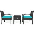 thumbnail image 4 of Patiojoy 3-Piece Patio Wicker Storage Table & Chair Set Outdoor Conversation Set Turquoise, 4 of 5