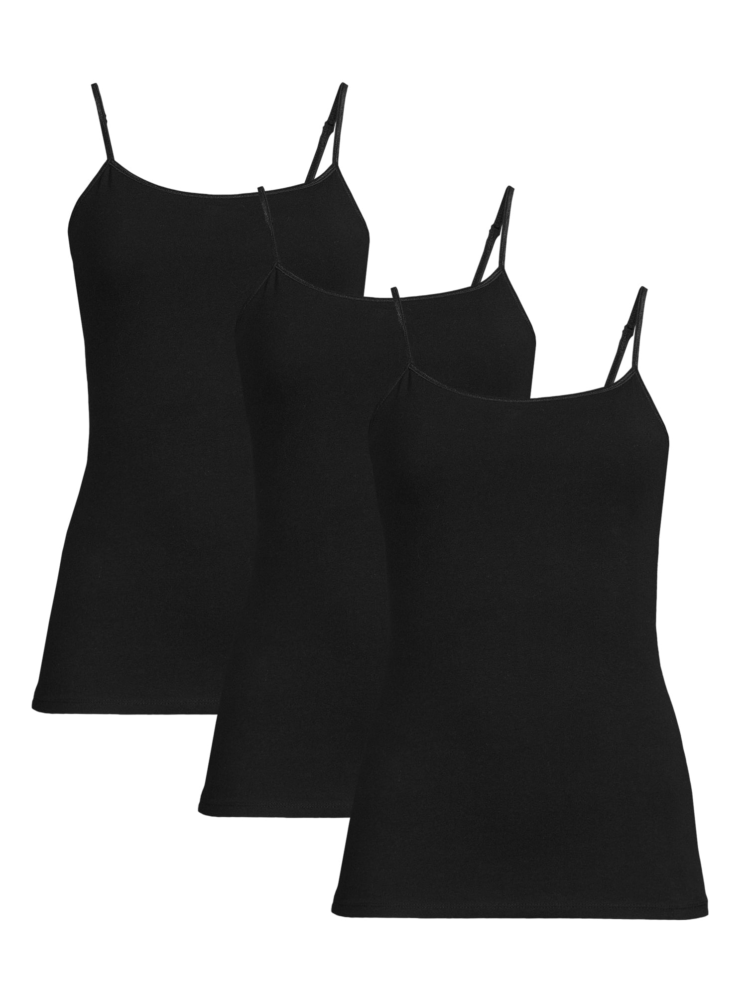 No Boundaries Juniors Shelf Bra Cami with Adjustable Straps, 3Pack