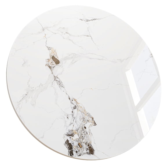 35.43" Round Enamel White Sintered Stone Table Top, Scratch Stain Heat Resistant for Dining Coffee Side Table