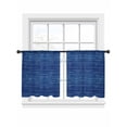 thumbnail image 2 of White Love Heart Semi Sheer Curtains 45 Inch Length 2 Panels Set, Vintage Denim Background Sheer Kitchen Curtain Privacy Voile Window Curtain for Living Room Bedroom Rod Pocket Drapes, 2 of 7