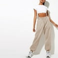 thumbnail image 3 of IYYVV Sweatpants for Women with Pockets Elastic Waist Pants Cinch Bottom Pants Solid Color Womens Joggers Sweatpants 2024 Khaki S, 3 of 6
