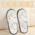 thumbnail image 2 of Fotbe Watercolor Floral A Pantuflas Peludas para Mujer con Estampado, Zapatillas de Peluche, Zapatos de Invierno para Casa, Uso Interior y Exterior-Large, 2 of 8