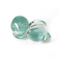 thumbnail image 4 of Pair of Ear Plugs / Tunnels  Green Alien Face Design Pyrex Glass Double Flare, 4 of 9
